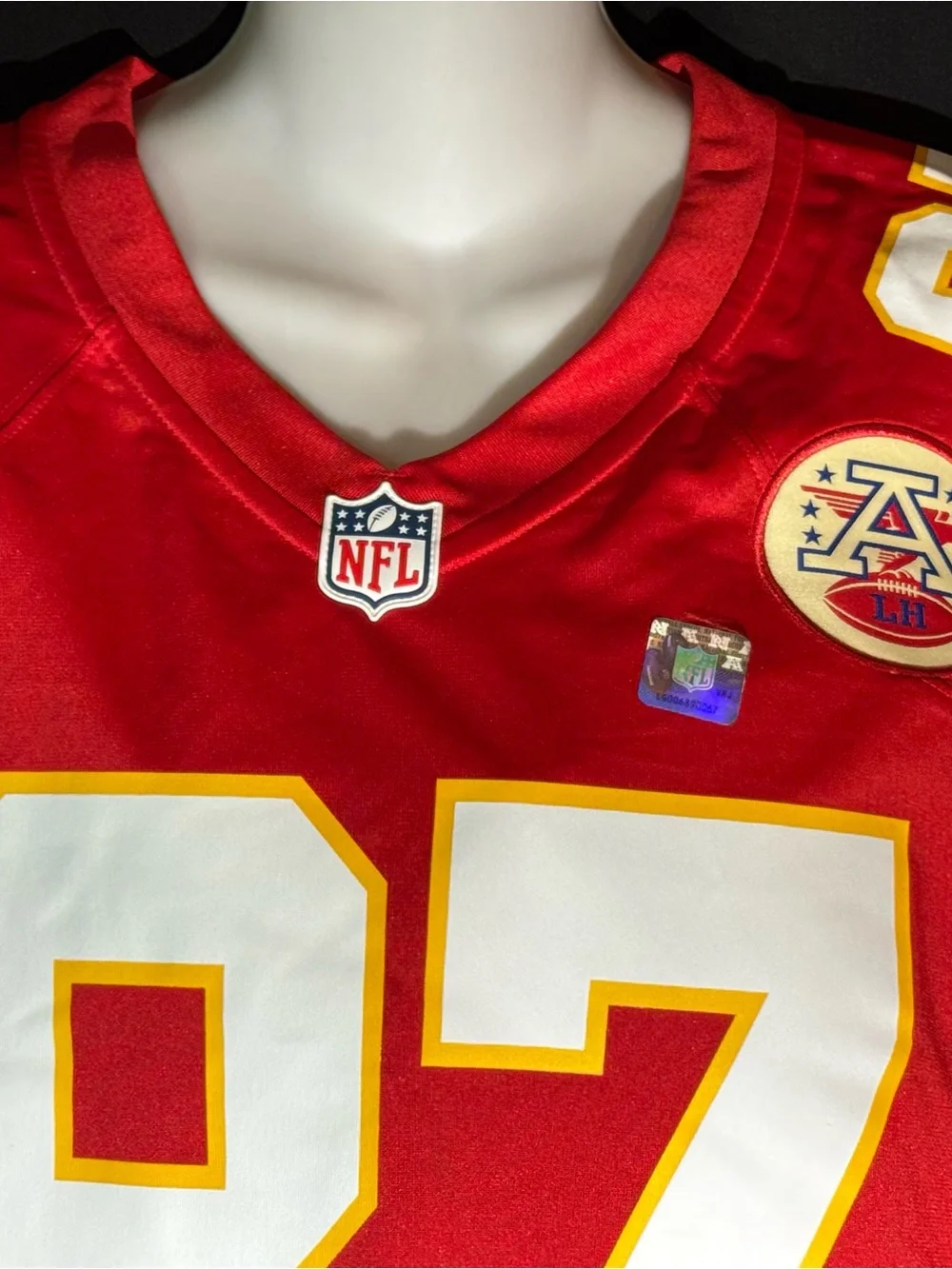 Nike Men’s Kansas City Chiefs Red #87 Football Jersey with Yellow/White Accents